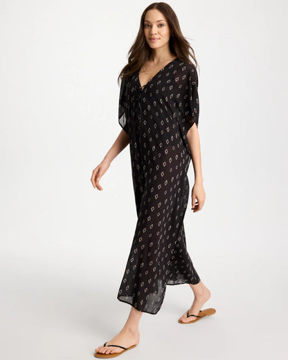 Chico's Classic - Printed Kaftan Swim Cover-Up Black/Neutral