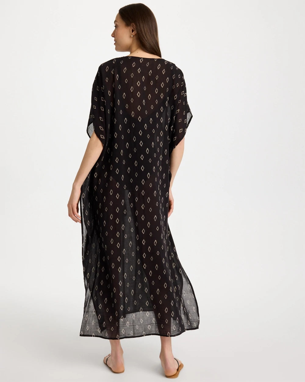 Chico's Classic - Printed Kaftan Swim Cover-Up Black/Neutral