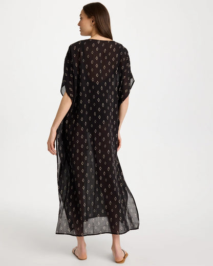 Chico's Classic - Printed Kaftan Swim Cover-Up Black/Neutral