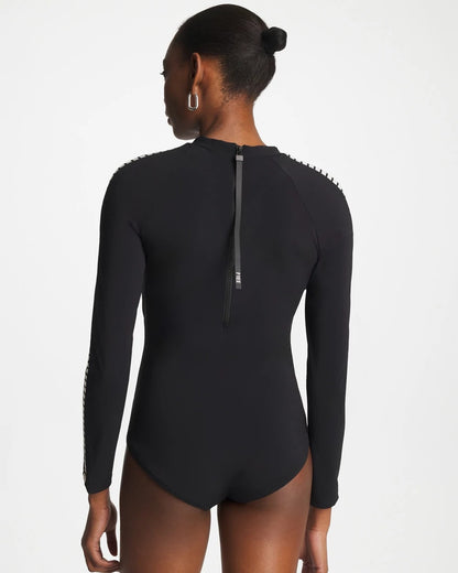 Chico's Premium - Gottex Coco Long Sleeve One Piece Black/White