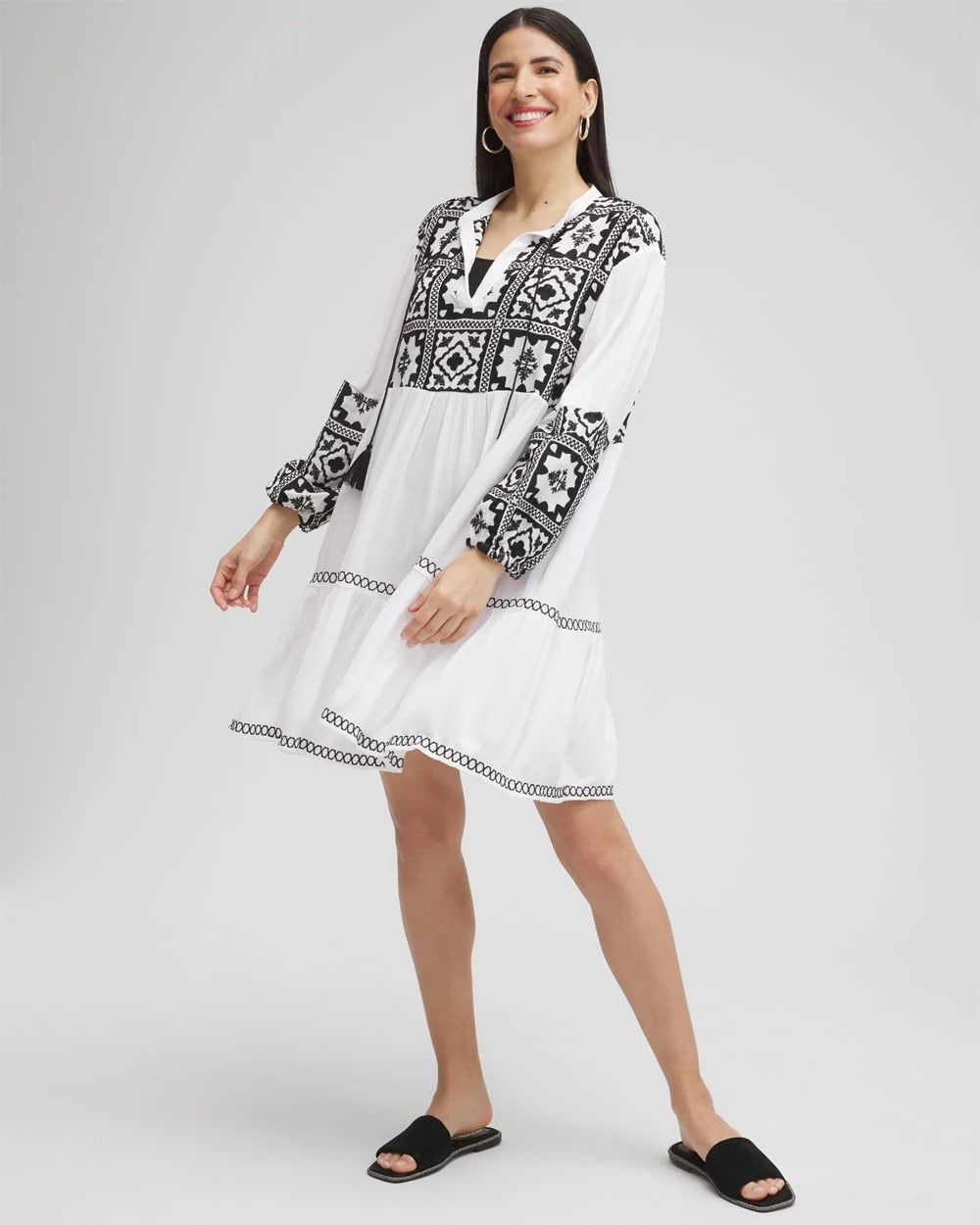 Chico's Premium - Eyelet Swim Dress Coverup Alabaster