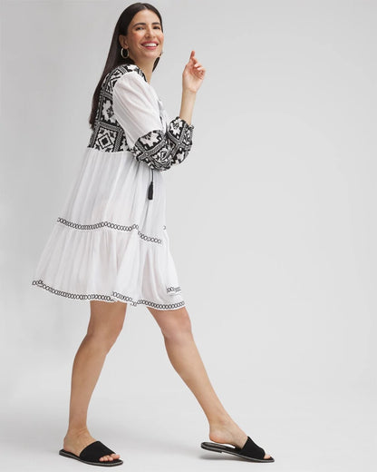 Chico's Premium - Eyelet Swim Dress Coverup Alabaster