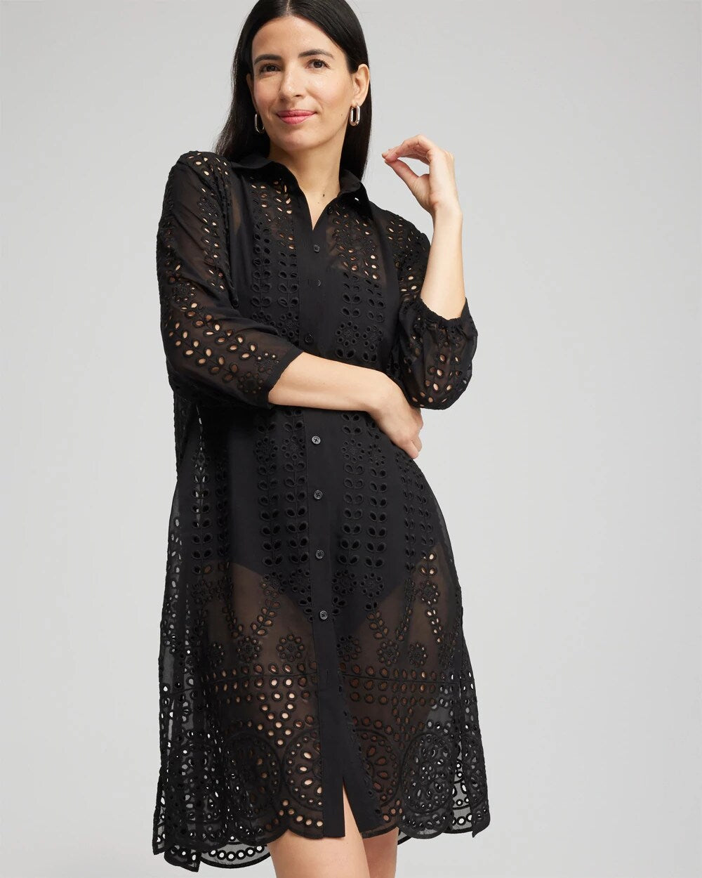 Chico's Smart Buy - Shirt Dress Swim Coverup Black