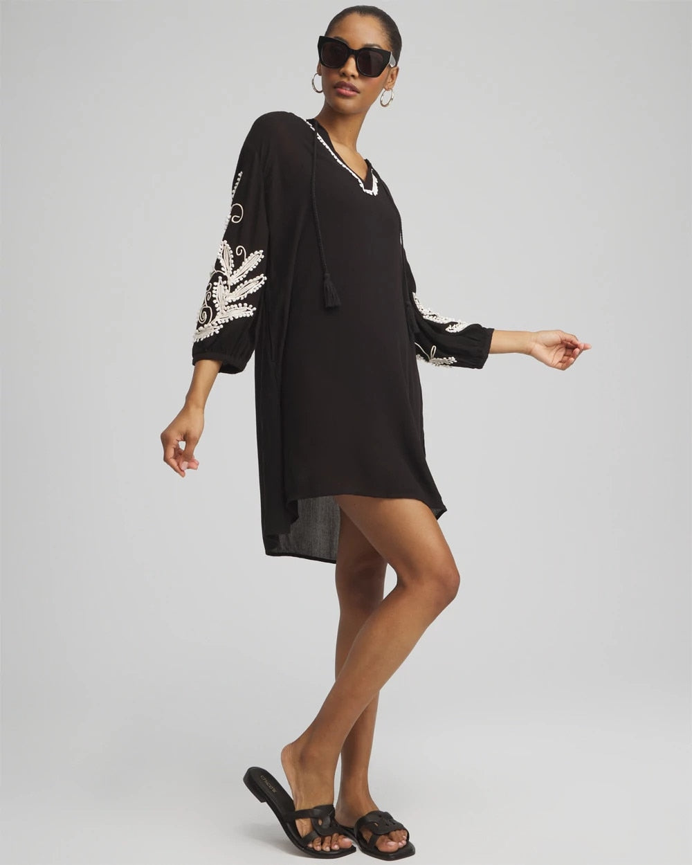 Chico's Signature - Embroidered Coverup Dress Black