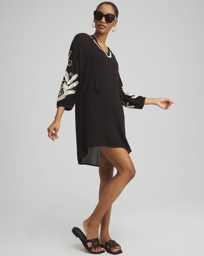 Chico's Signature - Embroidered Coverup Dress Black