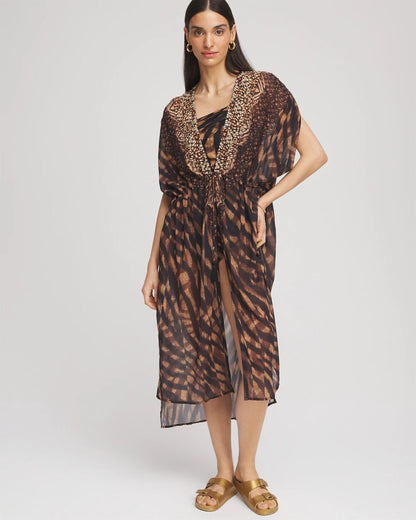 Chico's Hot Sale - Miraclesuit® Raya De Safari Kimono Cover-Up Black/Brown