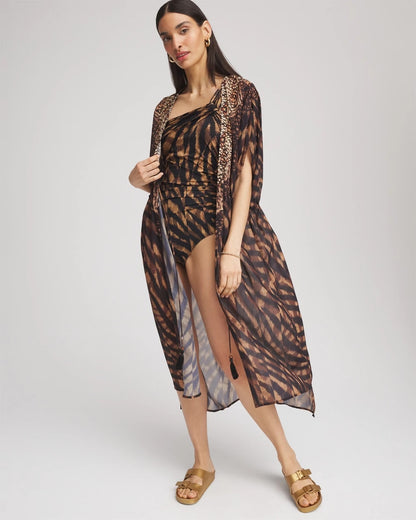 Chico's Hot Sale - Miraclesuit® Raya De Safari Kimono Cover-Up Black/Brown