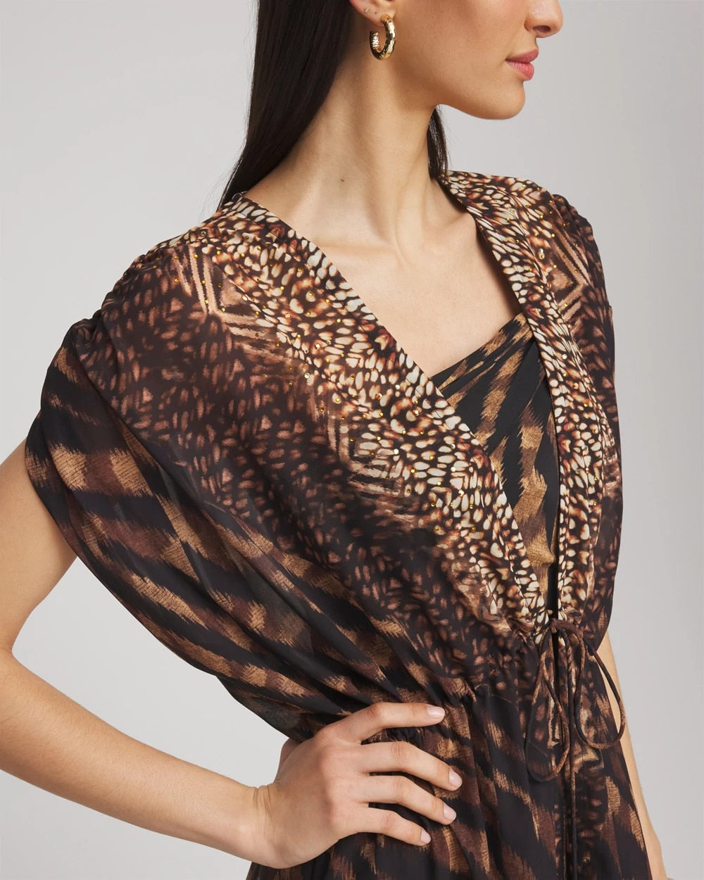 Chico's Hot Sale - Miraclesuit® Raya De Safari Kimono Cover-Up Black/Brown