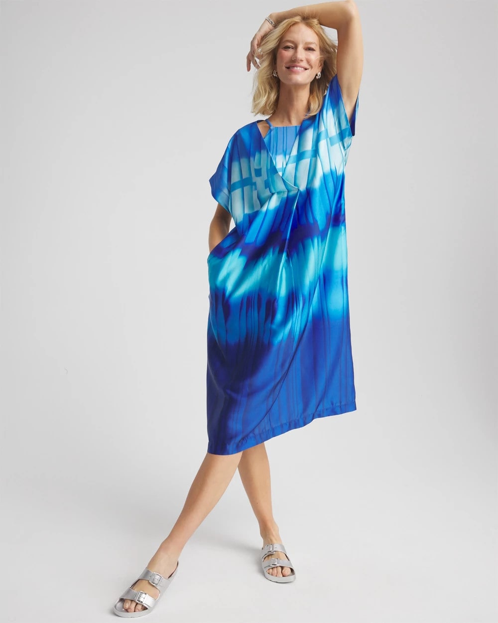 Chico's Exclusive - Gottex Golden Hour V-Neck Dress Cover-Up Blue Multi