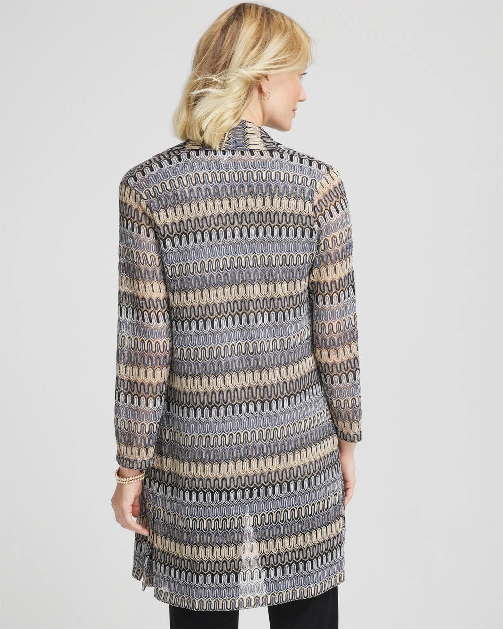 Chico's Great Value - Travelers™ Knit Chevron Open-Front Cardigan Canyon Blue