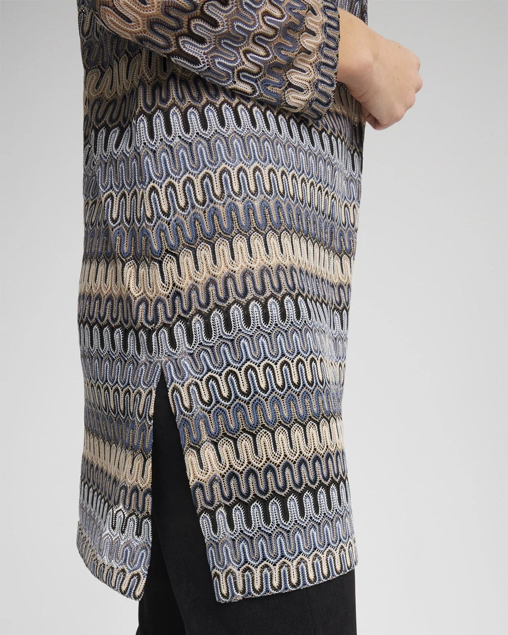 Chico's Great Value - Travelers™ Knit Chevron Open-Front Cardigan Canyon Blue