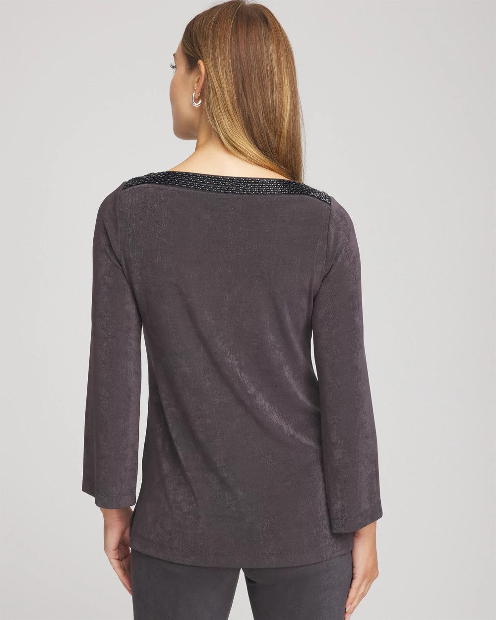 Chico's Sale - Travelers™ Koia Pearl Beaded Tunic Serene Gray