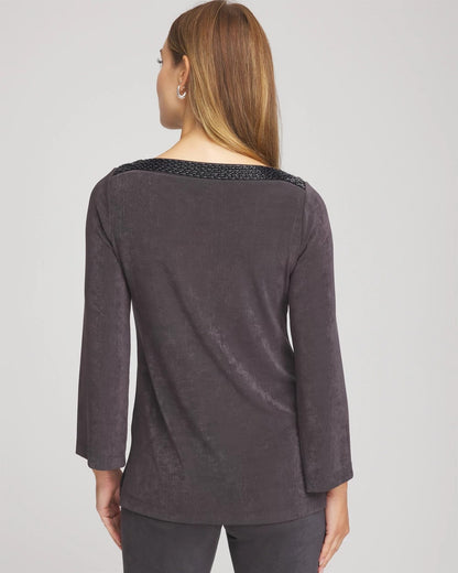 Chico's Sale - Travelers™ Koia Pearl Beaded Tunic Serene Gray