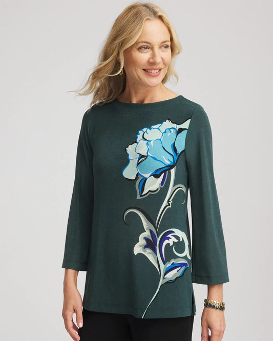 Chico's Trending - Travelers™ Artisanal Boatneck Tunic Darkest Spruce