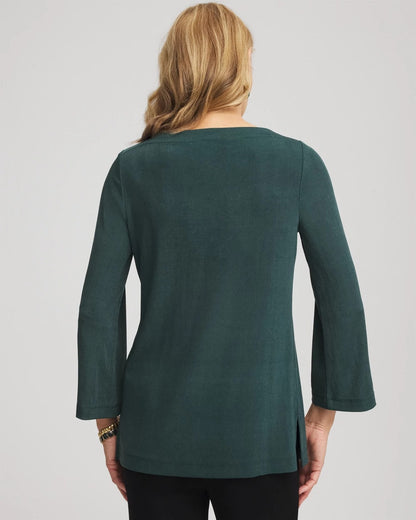 Chico's Trending - Travelers™ Artisanal Boatneck Tunic Darkest Spruce