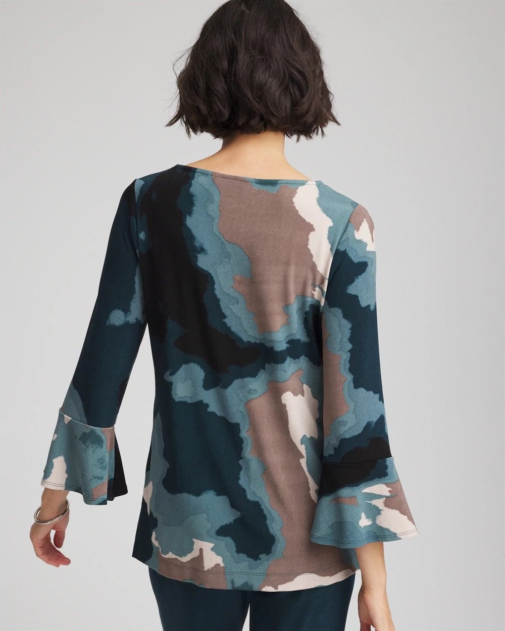 Chico's Trusted - Travelers™ Crystal Flounce Sleeve Tunic Teal Shadow