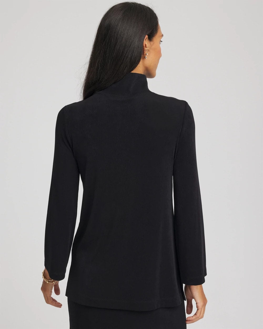 Chico's New - Travelers™ Button Mockneck Top Travelers Black