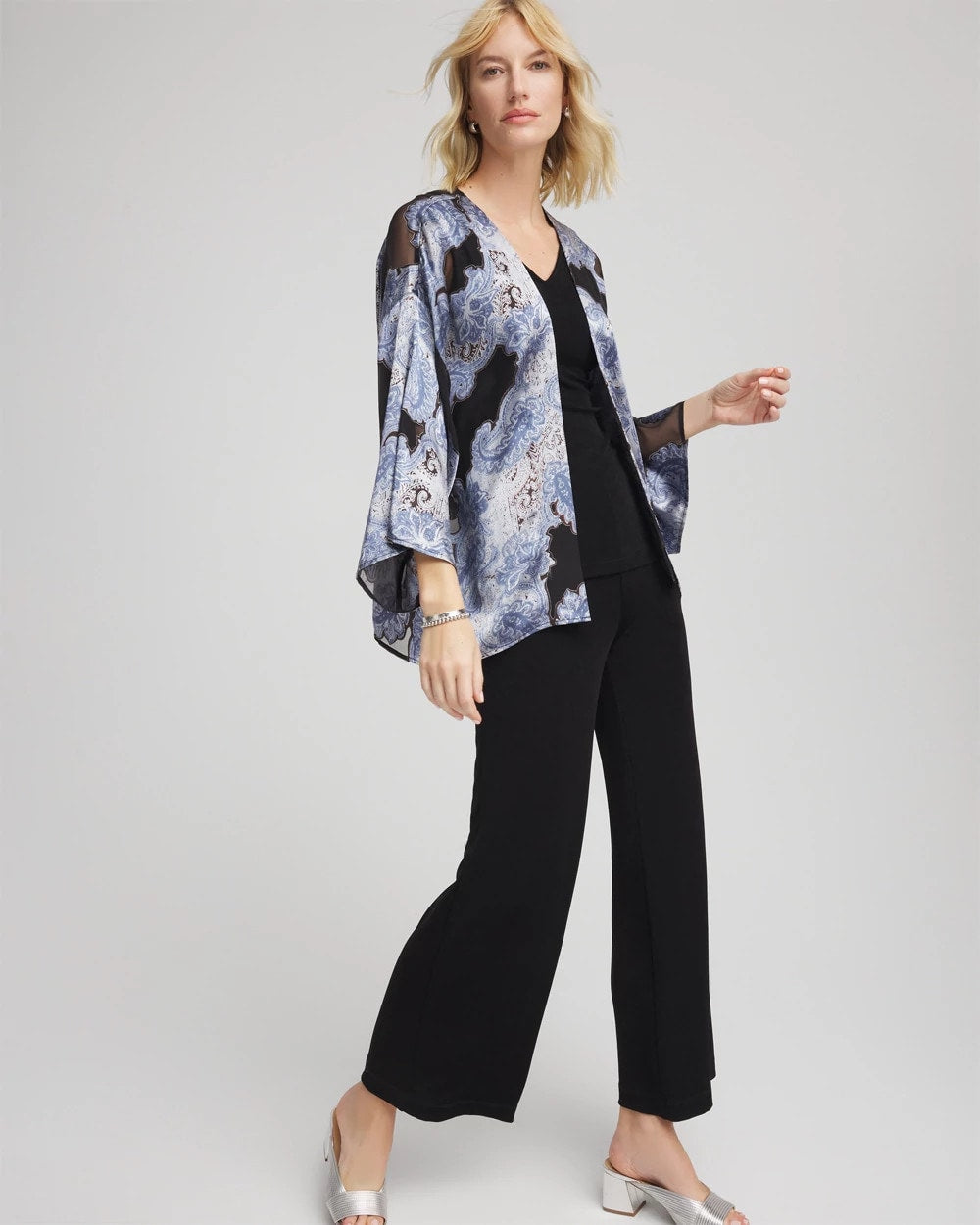 Chico's New - Travelers™ Collection Paisley Burnout Jacket Canyon Blue