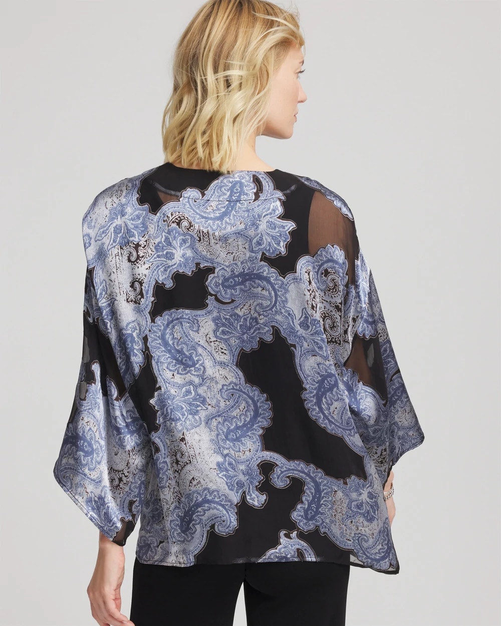 Chico's New - Travelers™ Collection Paisley Burnout Jacket Canyon Blue