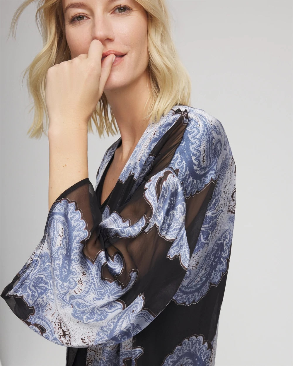 Chico's New - Travelers™ Collection Paisley Burnout Jacket Canyon Blue