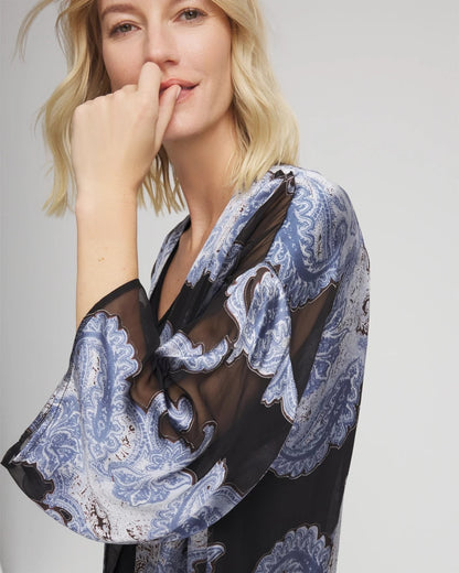 Chico's New - Travelers™ Collection Paisley Burnout Jacket Canyon Blue