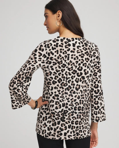 Chico's Sale - Travelers™ Animal-Print Lattice Top Deep Taupe