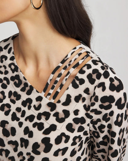 Chico's Sale - Travelers™ Animal-Print Lattice Top Deep Taupe
