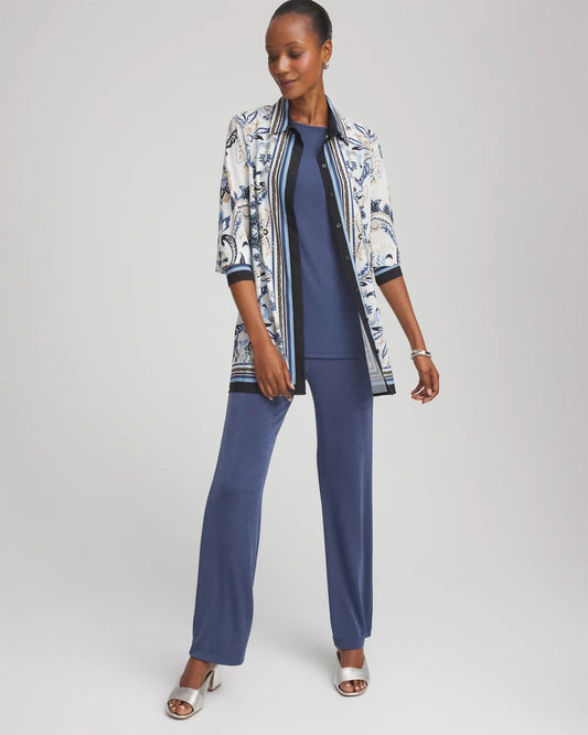 Chico's Special Offer - Travelers™ Collection Paisley Mesh Shirt Jacket Canyon Blue