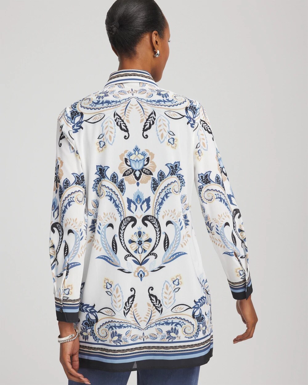 Chico's Special Offer - Travelers™ Collection Paisley Mesh Shirt Jacket Canyon Blue