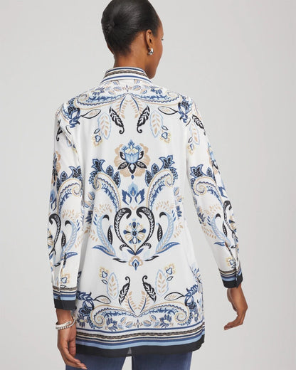Chico's Special Offer - Travelers™ Collection Paisley Mesh Shirt Jacket Canyon Blue