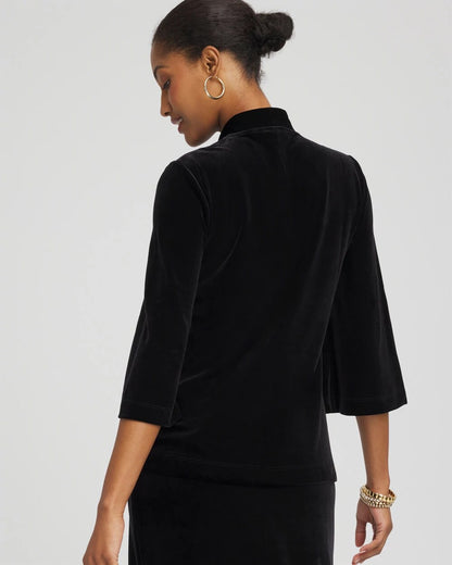 Chico's Classic - Travelers™ Velvet V-Neck Kimono Sleeve Top Travelers Black