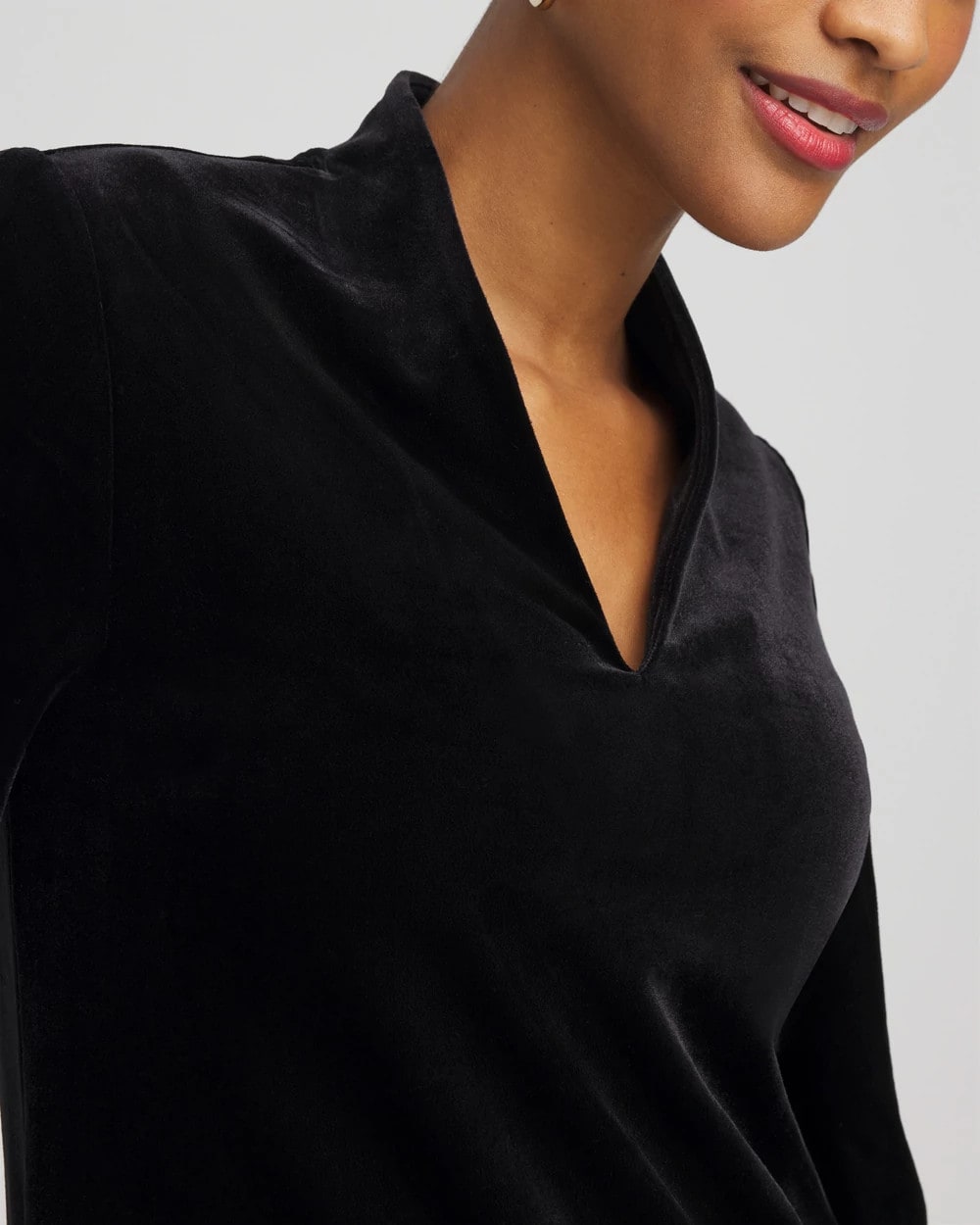 Chico's Classic - Travelers™ Velvet V-Neck Kimono Sleeve Top Travelers Black