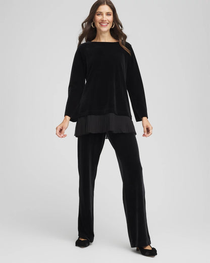 Chico's Essential - Travelers™ Chiffon Hem Velvet Tunic Travelers Black