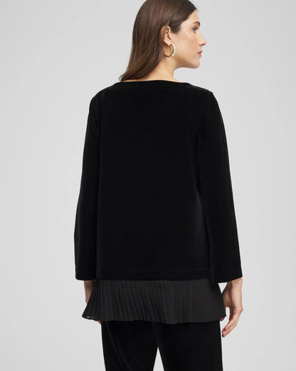 Chico's Essential - Travelers™ Chiffon Hem Velvet Tunic Travelers Black