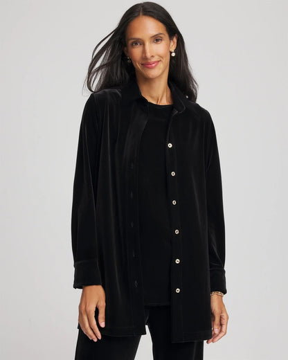 Chico's Discount - Travelers™ Velvet Button-Down Shirt Travelers Black