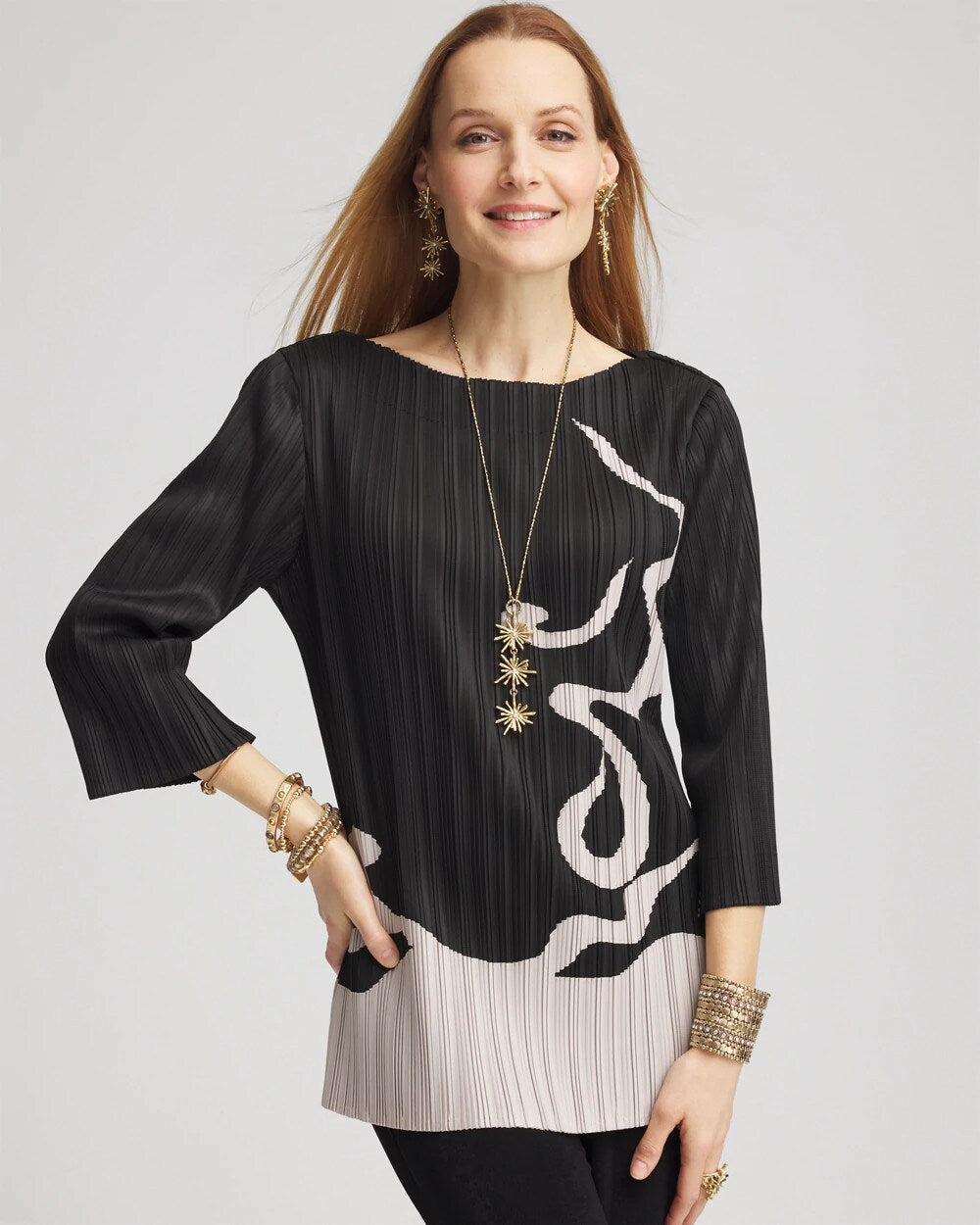 Chico's Trending - Travelers™ Collection Pleated Top Travelers Black