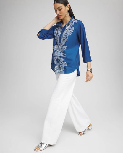 Chico's Trusted - No Iron™ Paisley Buttonback Tunic Seaport