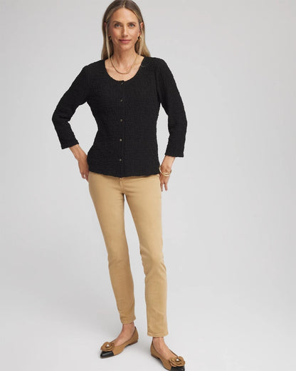 Chico's Essential - Textured Scoopneck Cardigan Black