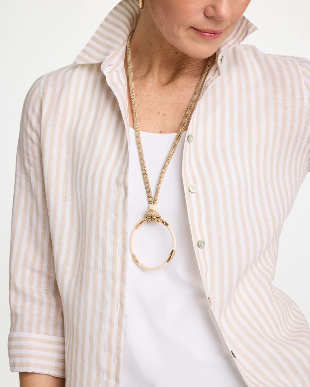 Chico's Trusted - Large Open Pendant Necklace Neutral