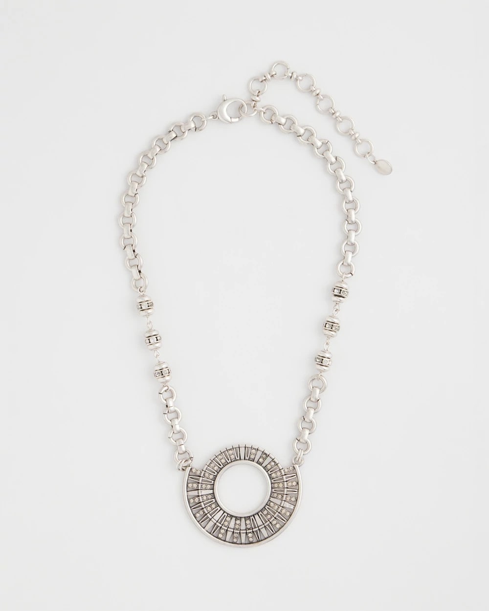 Chico's Value - Sparkling Silvertone Circle Pendant Necklace Silver