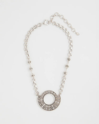 Chico's Value - Sparkling Silvertone Circle Pendant Necklace Silver