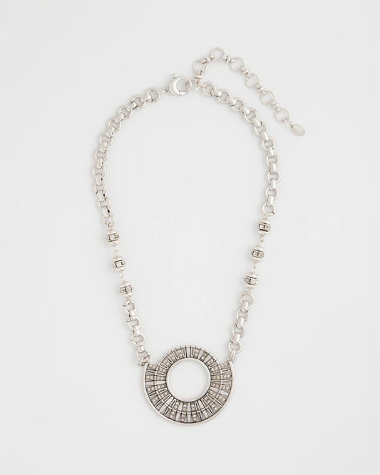Chico's Value - Sparkling Silvertone Circle Pendant Necklace Silver