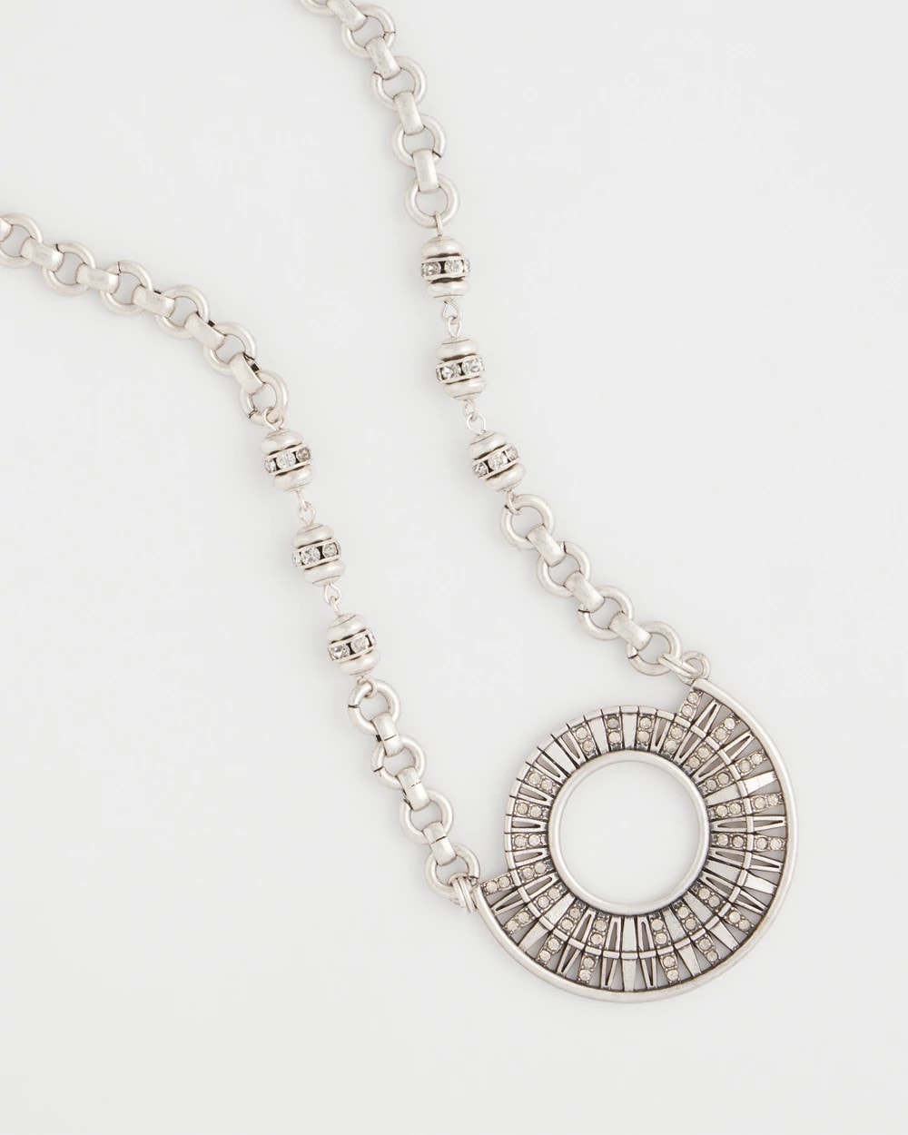 Chico's Value - Sparkling Silvertone Circle Pendant Necklace Silver