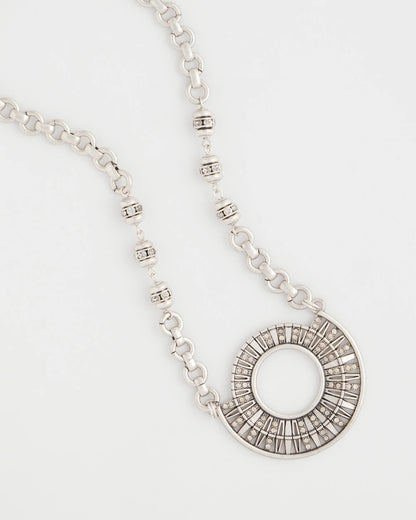 Chico's Value - Sparkling Silvertone Circle Pendant Necklace Silver