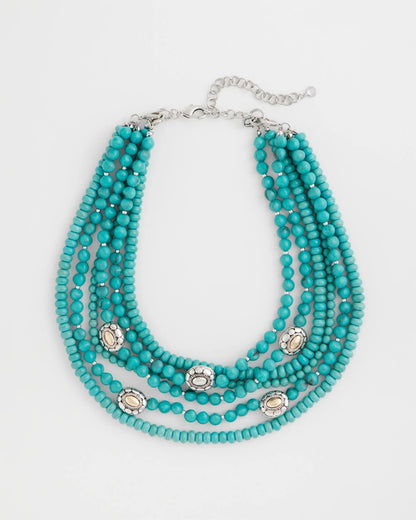Chico's Smart Buy - Turquoise Multistrand Bib Necklace Turquoise