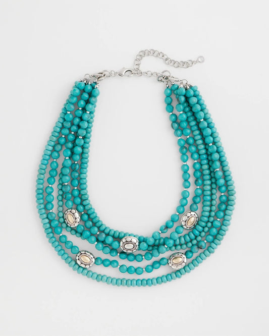Chico's Smart Buy - Turquoise Multistrand Bib Necklace Turquoise