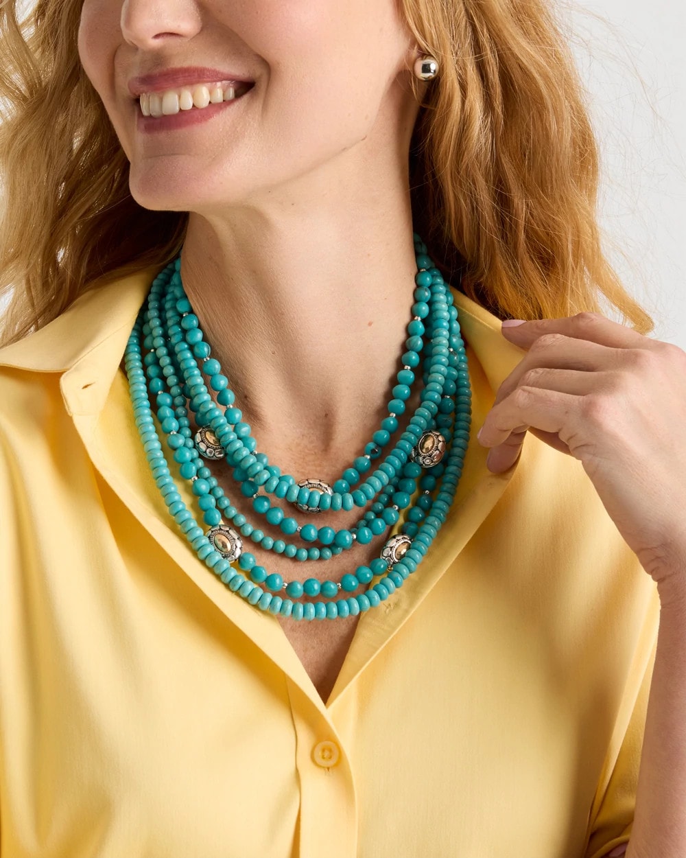 Chico's Smart Buy - Turquoise Multistrand Bib Necklace Turquoise
