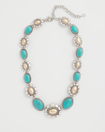 Chico's Popular - Turquoise Mixed Metal Collar Necklace Turquoise