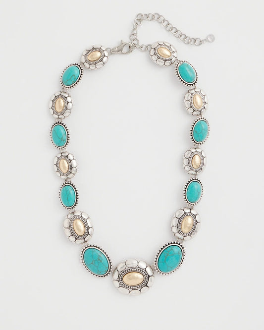 Chico's Popular - Turquoise Mixed Metal Collar Necklace Turquoise