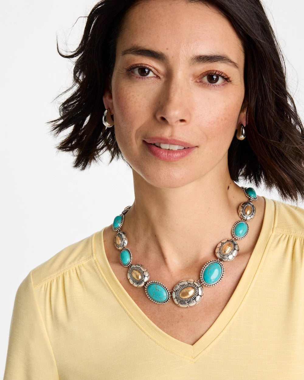 Chico's Popular - Turquoise Mixed Metal Collar Necklace Turquoise